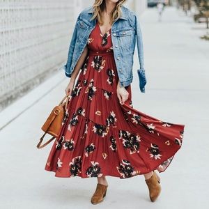 FREE PEOPLE All I Got Maxi Dress Floral Red SZ 0